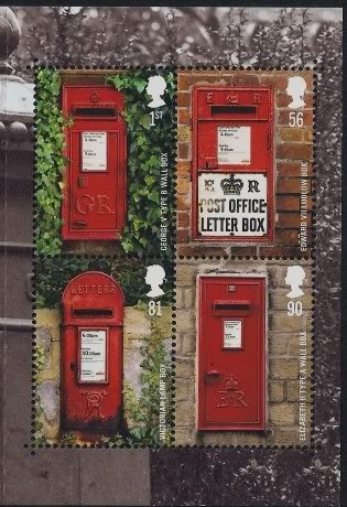 2009 GB - Post Boxes Pane from DX46 Prestige Bklt MNH